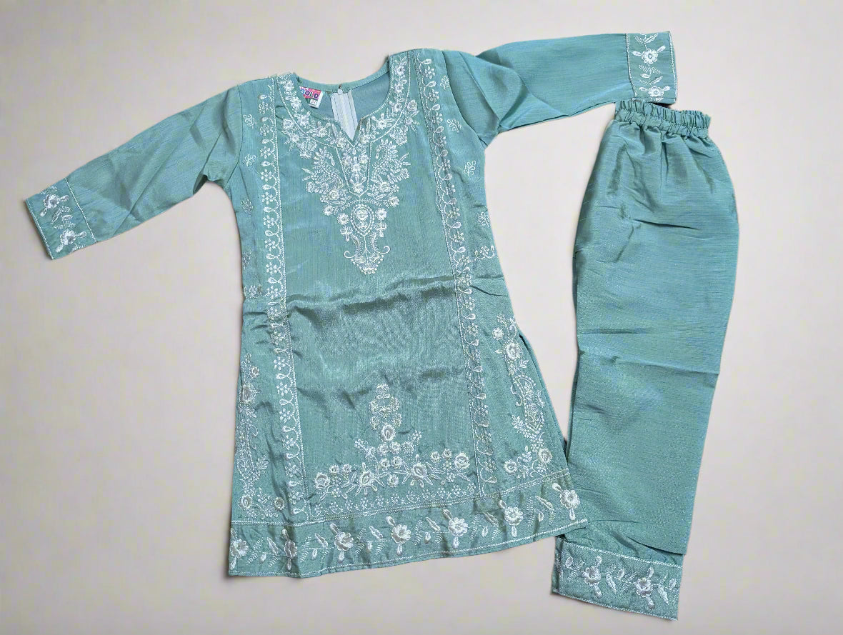 Aqua Serenity Girls' Embroidered Set