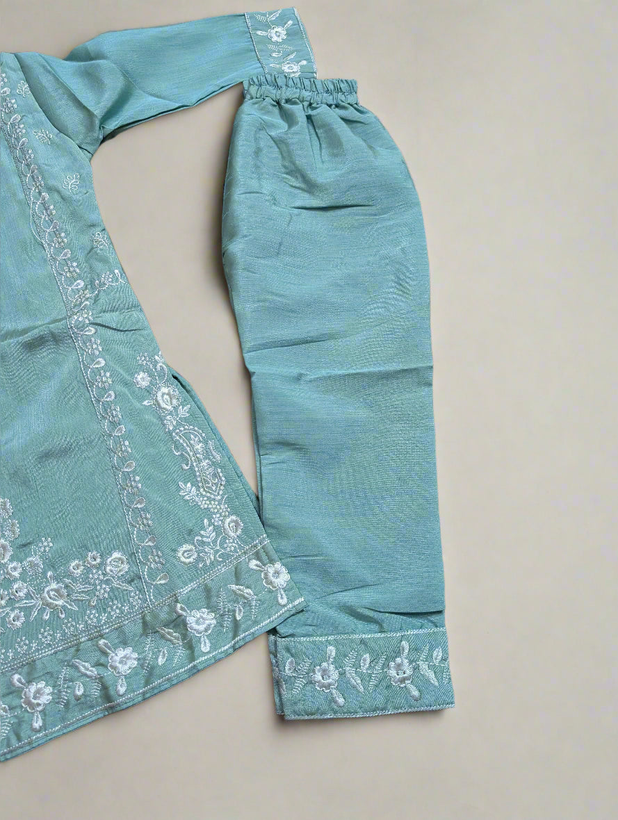 Aqua Serenity Girls' Embroidered Set