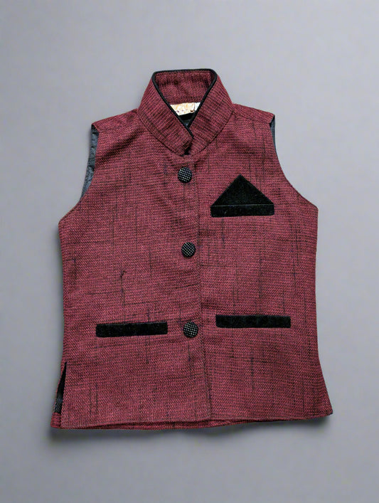 Regal Plum Textured Waistcoat / Sadri