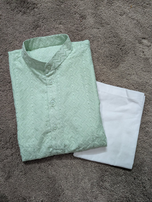 The Aqua Bloom Chikankari Set