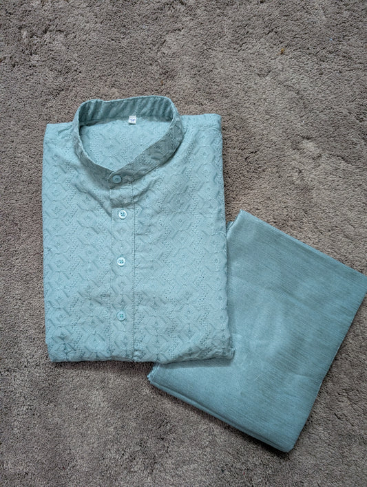 The Aqua Weave Chikankari Set