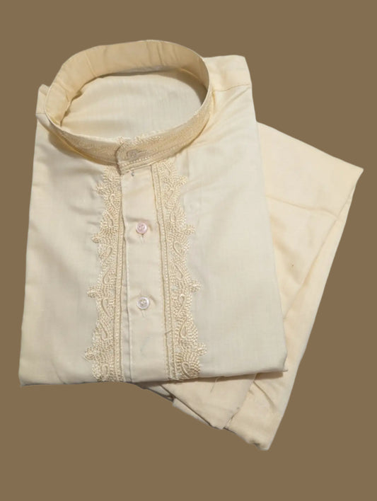 Light Beige Embroidery Kurta Pajama