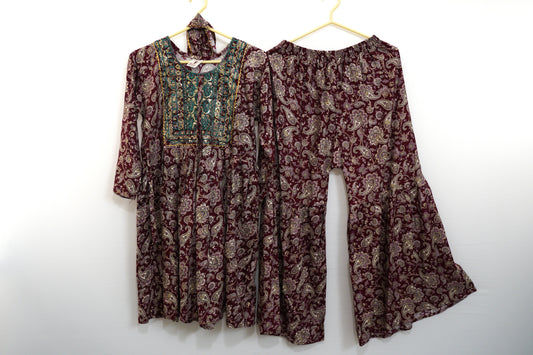 Crimson Caravan Gharara Set