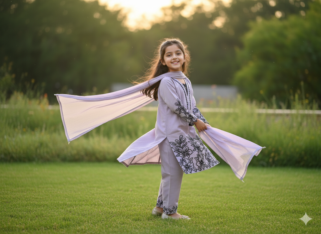 NoorLuxe Lavender Embroidered Ensemble