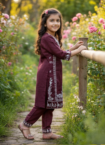 Regal Berry Girls' Embroidered Set