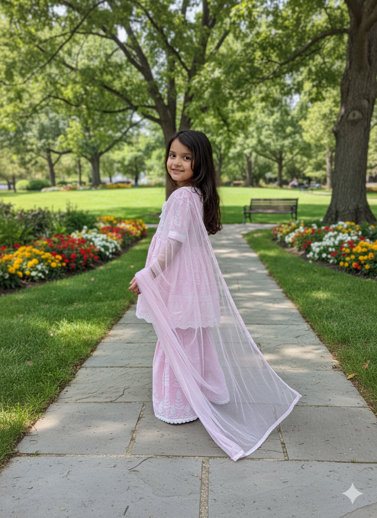 Pink Petal Dream Girls' Gharara Set